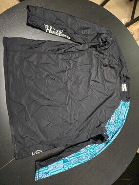 Huge Sports Men's Black Blue Geometric Long Sleeve Rash Guard 3XL UPF 50+